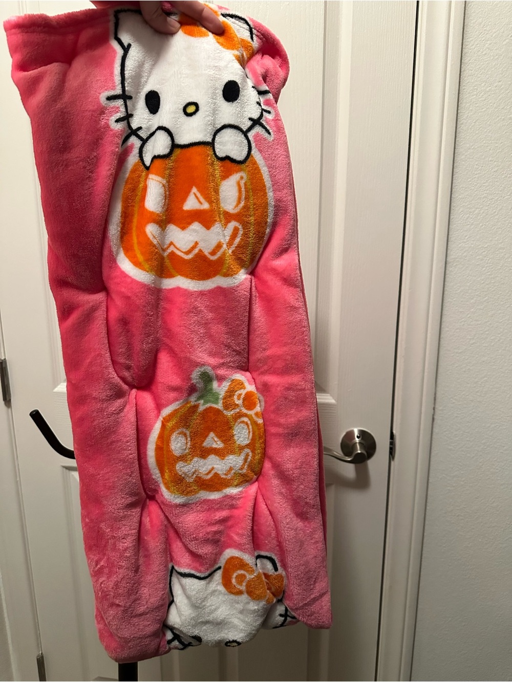 Hello Kitty Pink Plush Pumpkin Throw Blanket
